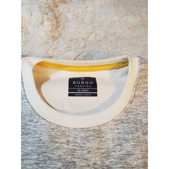 Borgo Fashion Mens Sweatshirt Gray 2XL Long Sleeve Round Neck Pullover Infinite - Picture 3 of 11